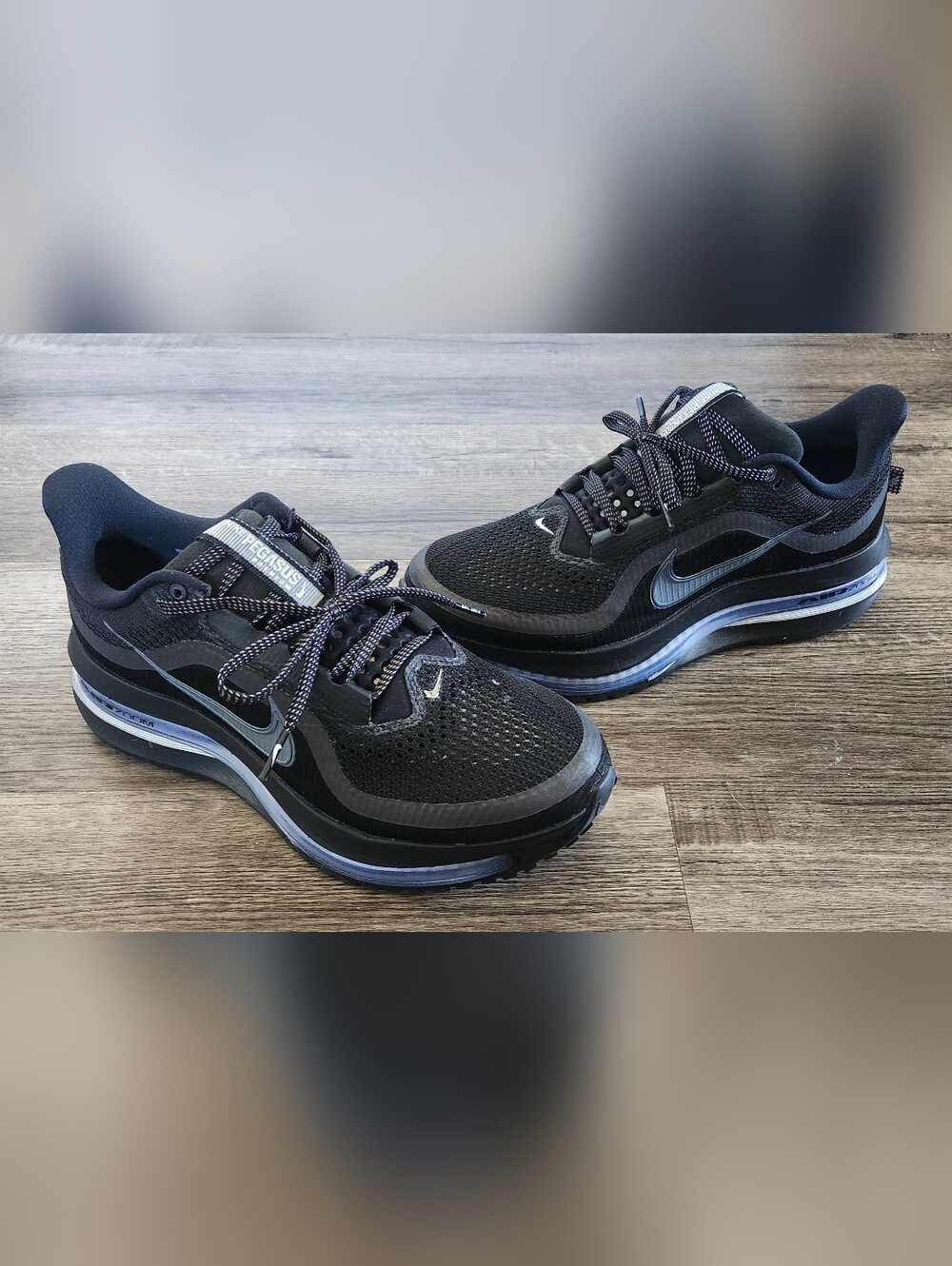 **NEW** Nike Air Zoom Pegasus Premium Sz 8.5 Black Metallic Silver Retail $210